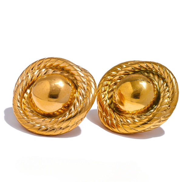 Your Style: Stainless Steel Round Stud Earrings | Gold PVD Plated Fashion Jewelry
