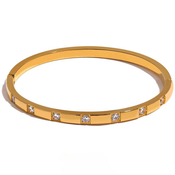 Cubic Zirconia Wrist Bangle Bracelet | Gold Plated Fashion Jewelry