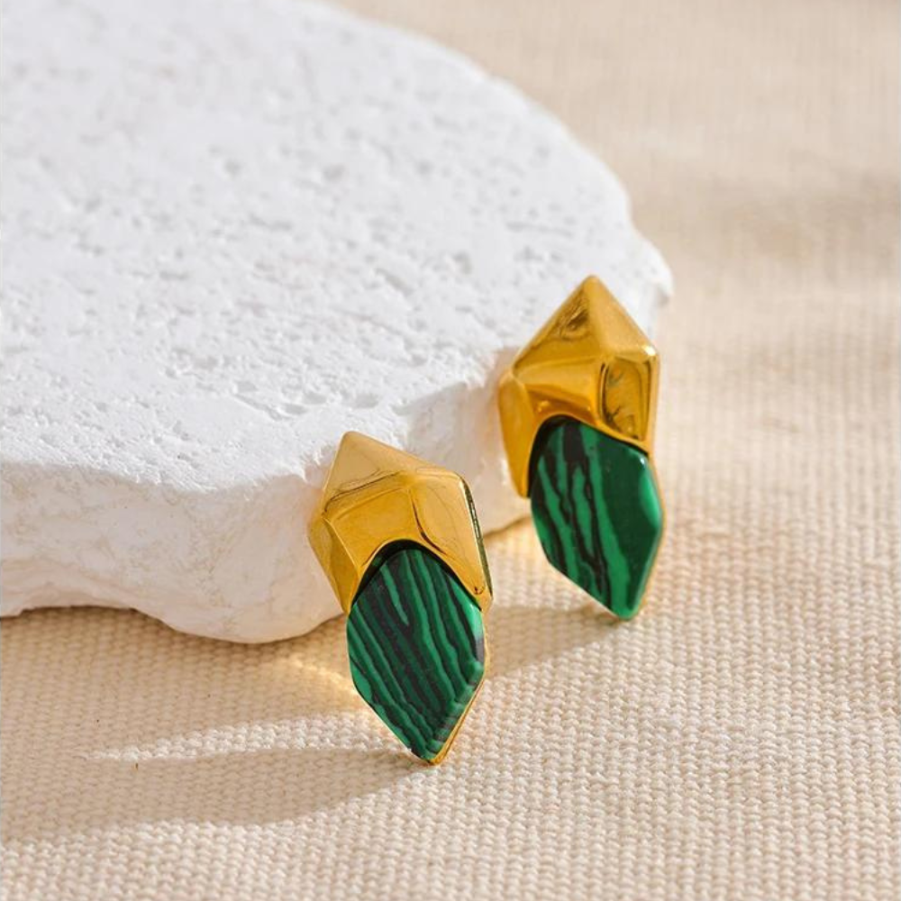 GreenMalachite Premium Stud Earrings