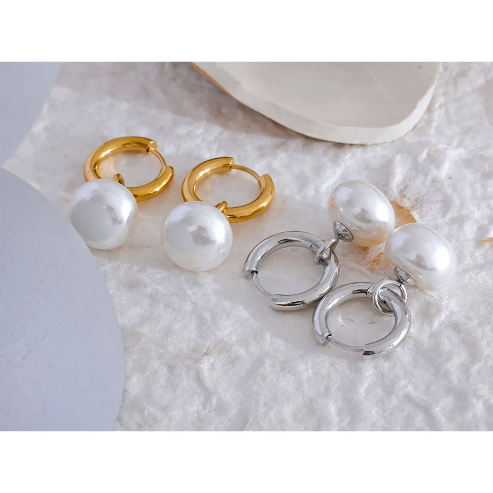 Pearl Adorned Hoop Earrings